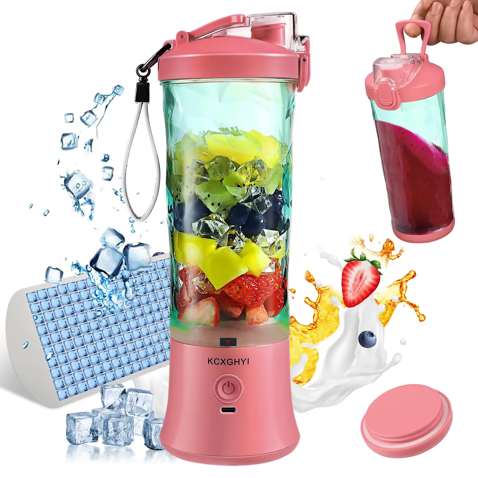 Mini Licuadora portátil de 20 oz tamaño personal para batidos(Rosa)