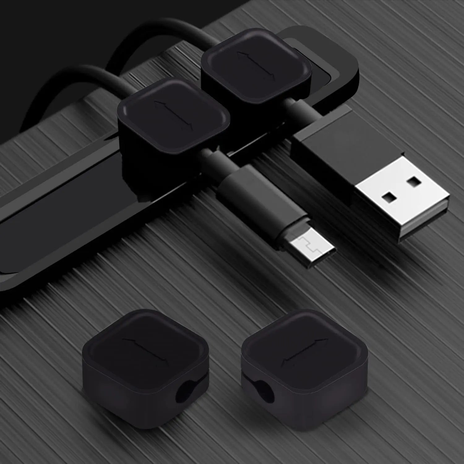 OYE - 4 clips magnéticos para cables (máx. 5 mm), color negro