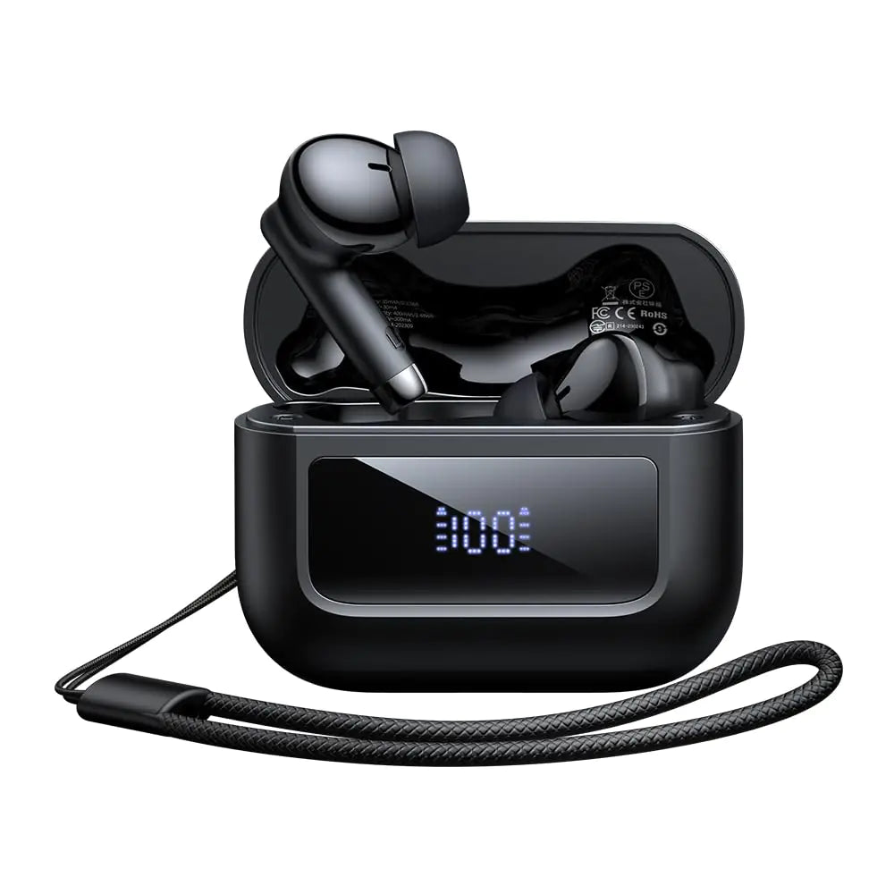 mcdodo Serie B04 Auriculares TWS con pantalla digital in-ear, Bluetooth 5.3, Auriculares inalámbricos con sonido sin pérdida y cordón anti-pérdida, Auriculares con display invisible LED y caja de carga inalámbrica